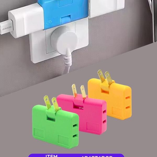 Adaptador Triple Enchufe Infantil Giratorio – 180 Grados, Colores Surtidos