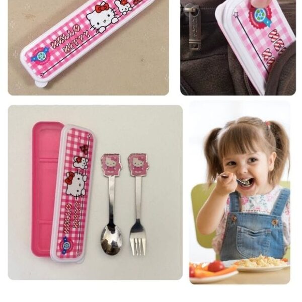 Set de Cubiertos de Metal Hello Kitty