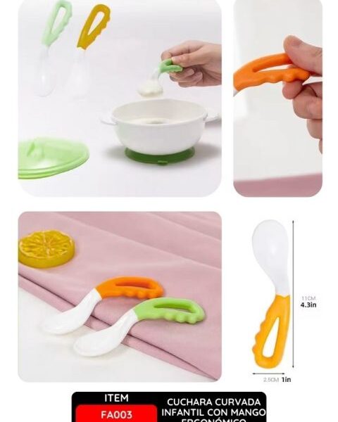 Cuchara Curvada Infantil con Mango Ergonómico