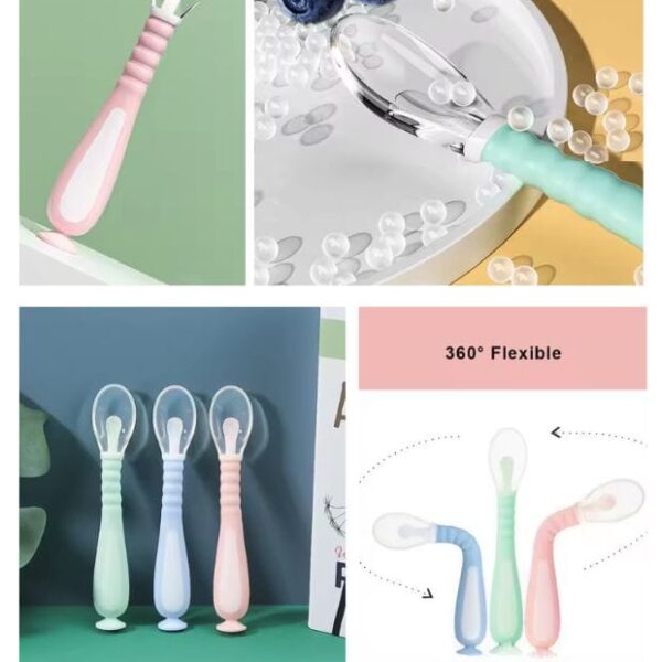 Cuchara Ergonómica de Silicona con Ventosa y Estuche para Bebé