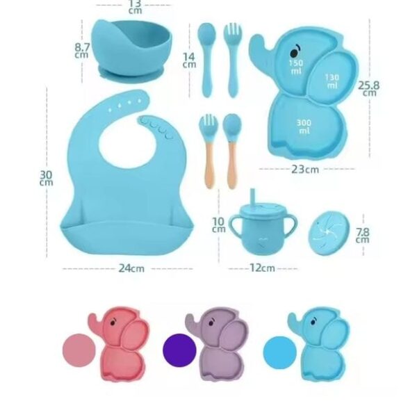 Kit de Alimentación Infantil Elefante – 10 Piezas