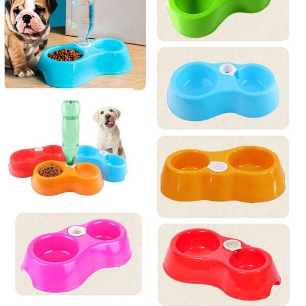 Plato para Mascotas con 2 Compartimientos, Ideal para Perros y Gatos, Práctico y Resistente