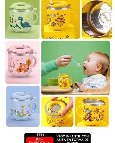 Vaso Infantil con Asita en Forma de Patito