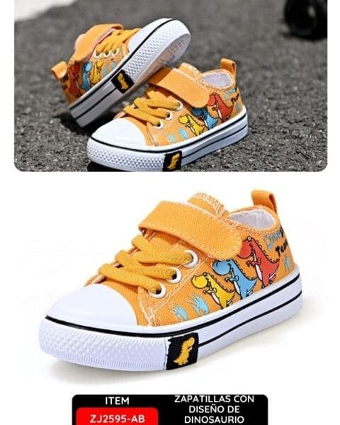 Zapatillas Infantiles con Diseño de Dinosaurio Amarillo