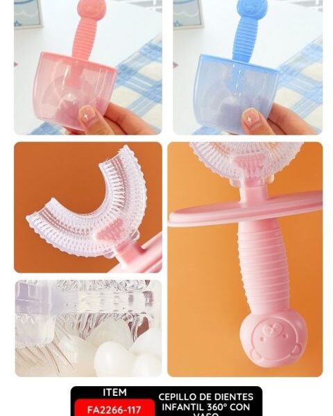 Cepillo de Dientes Infantil 360° con Vaso – Para 6-12 Años, Colores Variados