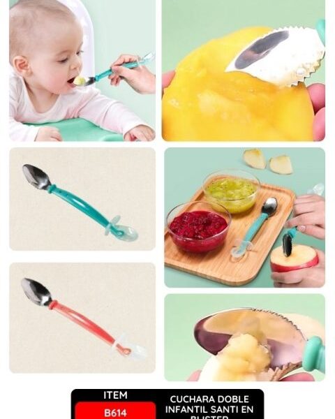 Cuchara Doble Infantil Santi en Blister, Perfecta para Bebé