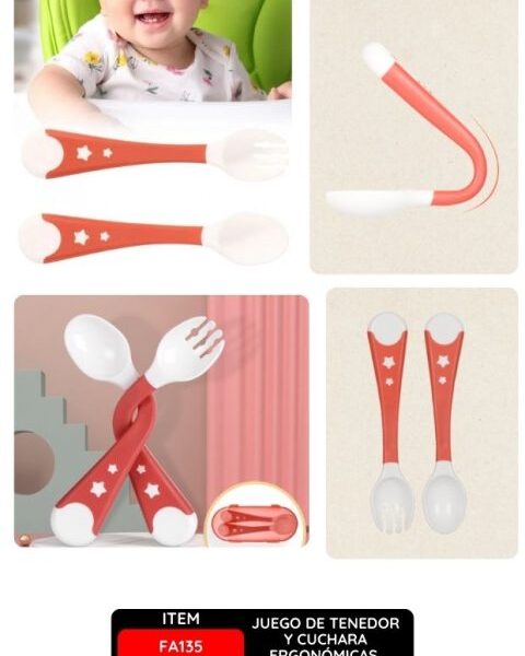 Juego de Tenedor y Cuchara Ergonómicas Infantiles