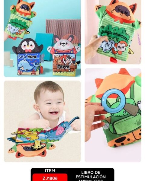 Libro de Estimulación Animalitos para Bebé con Colores Divertidos