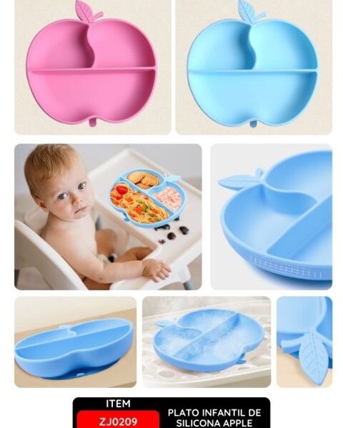 Plato Infantil de Silicona Apple