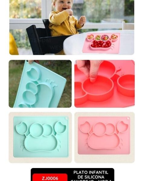 Plato Infantil de Silicona Cangrejo - Mod 1