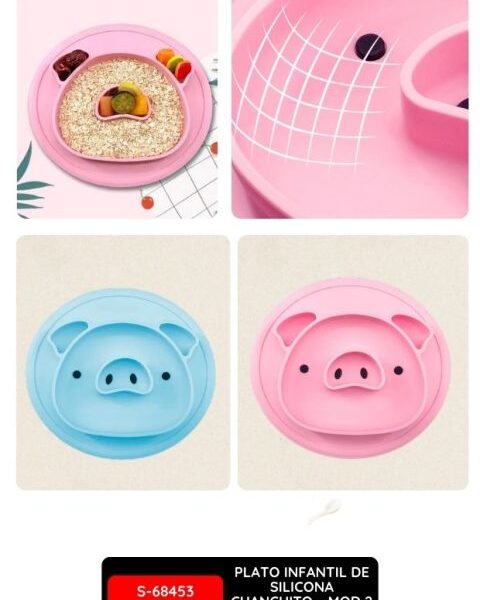 Plato Infantil de Silicona Chanchito – Mod 2,