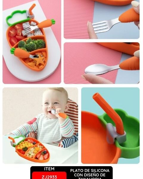 Plato Infantil de Silicona con Diseño de Zanahoria