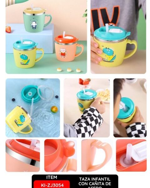 Taza Infantil con Cañita de Acero