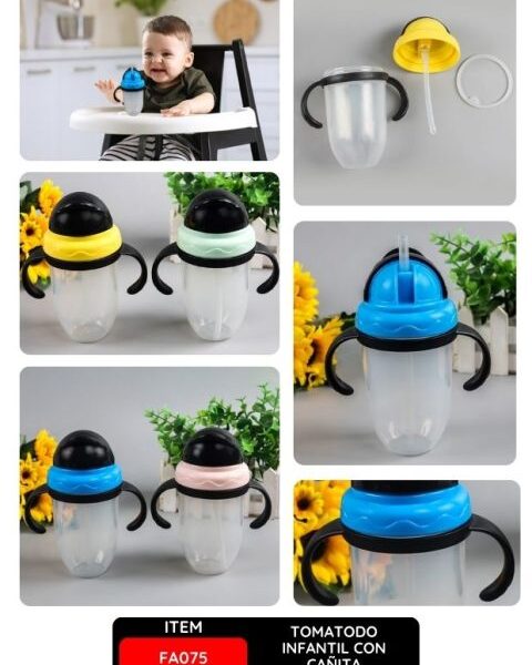 Tomatodo Infantil con Cañita, 4 Colores, Ideal para Bebé