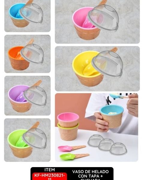 Vaso de Helado con Tapa + cuchara