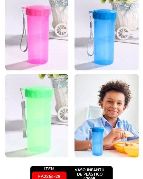 Vaso Infantil de Plástico 420ml, Colores Surtidos